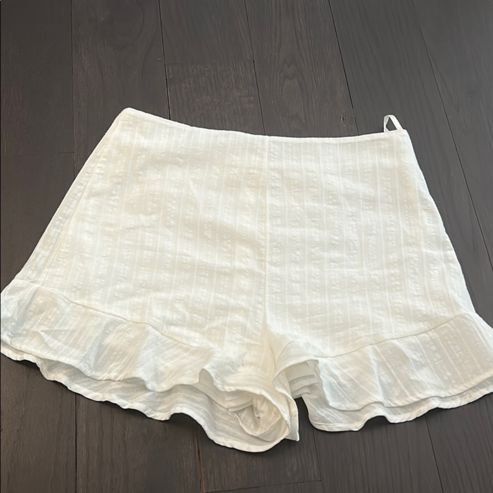 White linen shorts